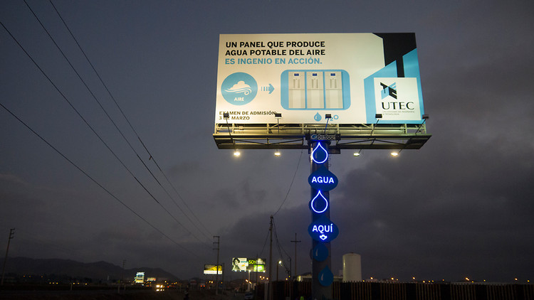 UTEC's water generating billboard in Lima, Peru