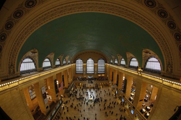 Commuters move through the grand hall of Grand Central Terminal in New York