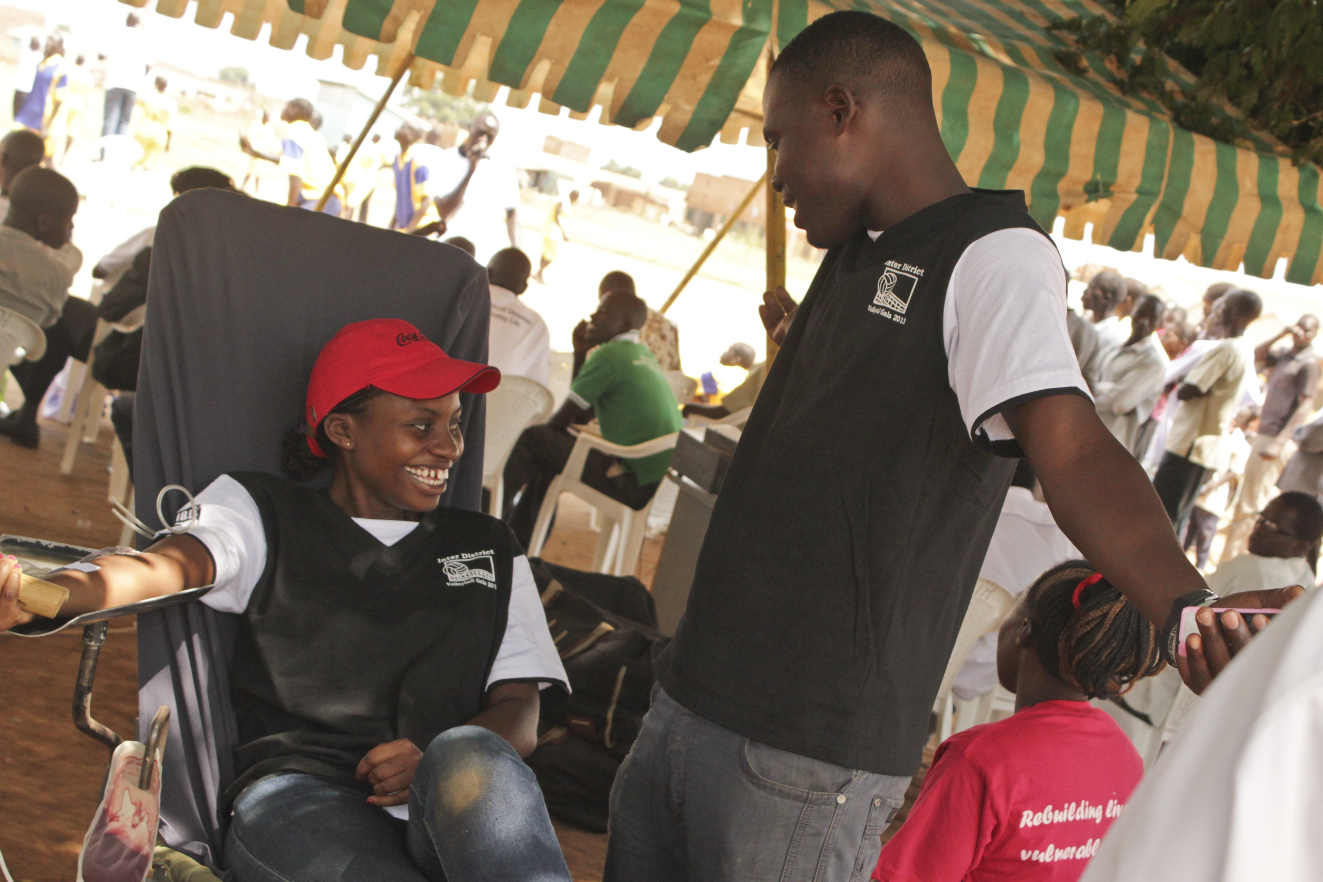 Germina, bravely volunteering to donate blood.