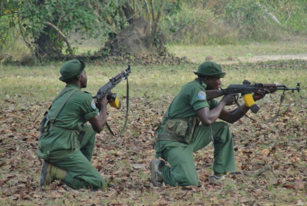 Garamba National Park rangers train  to engage the LRA and other poachers  in January 2013. ENOUGH PROJECT /  JONATHAN HUTSON