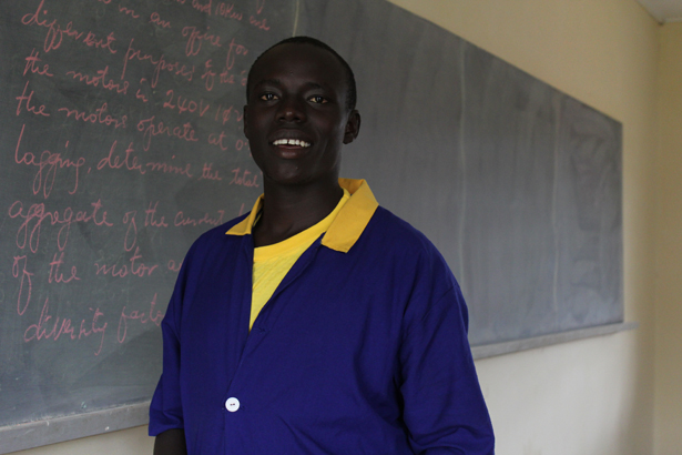 Fred, an LSP student, ready for a hands-on lesson in electrical engineering.