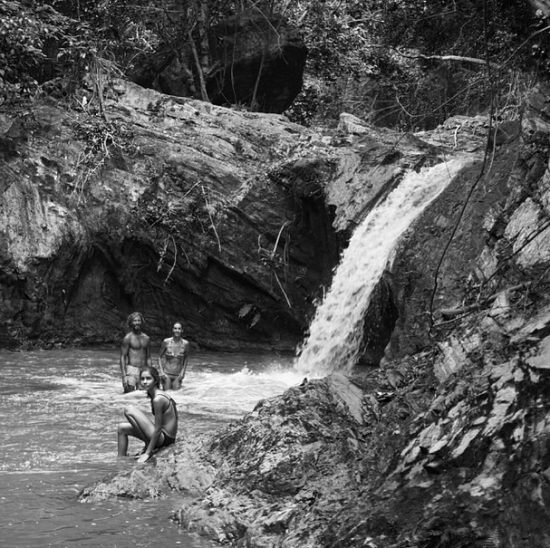 "Up the main road, past the green swamp, follow the dirt road past a little village, through the cattle corral, up the creek, you can swim there."