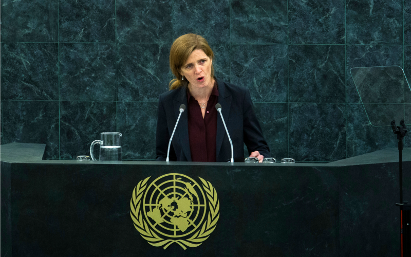 Ambassador Power at the UN General Assembly in January 2014 (image from Reuters, via foreignaffairs.com)