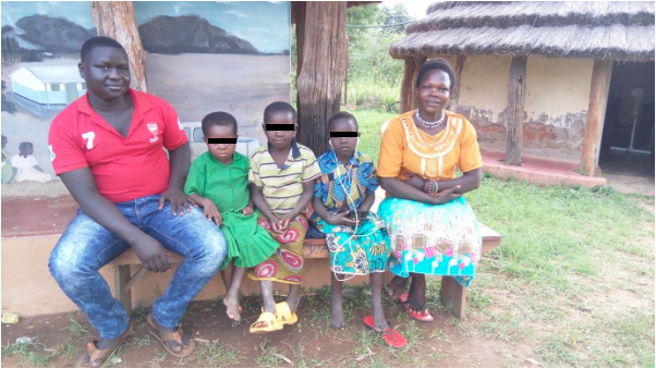 Agnes (far right), with the children who were released from LRA captivity with her (center).