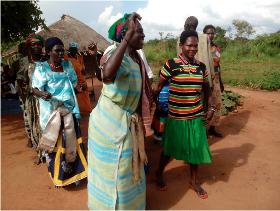 Community members dancing to celebrate Agnes’ return from LRA captivity. 
