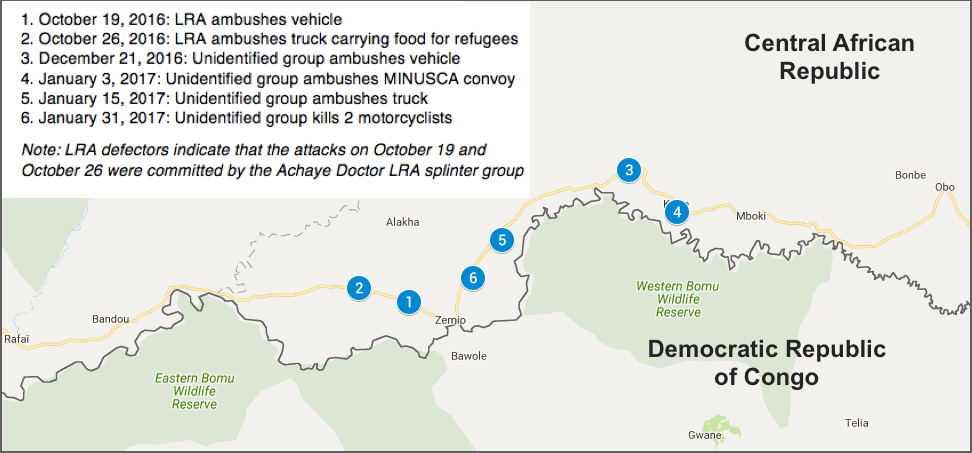 LRA Crisis Tracker Report Map